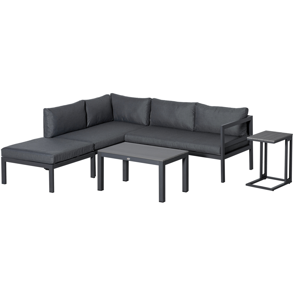 Outsunny 5 Piece Grey Aluminium L-shaped Corner Sofa Set with Coffee Table Image 2