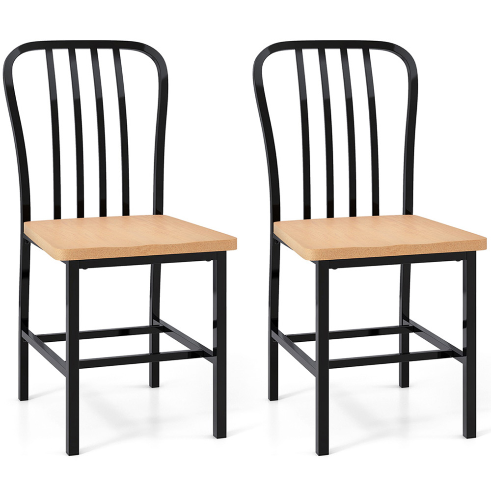 Costway Set of 2 Black Dining Chair with Footrest Image 2