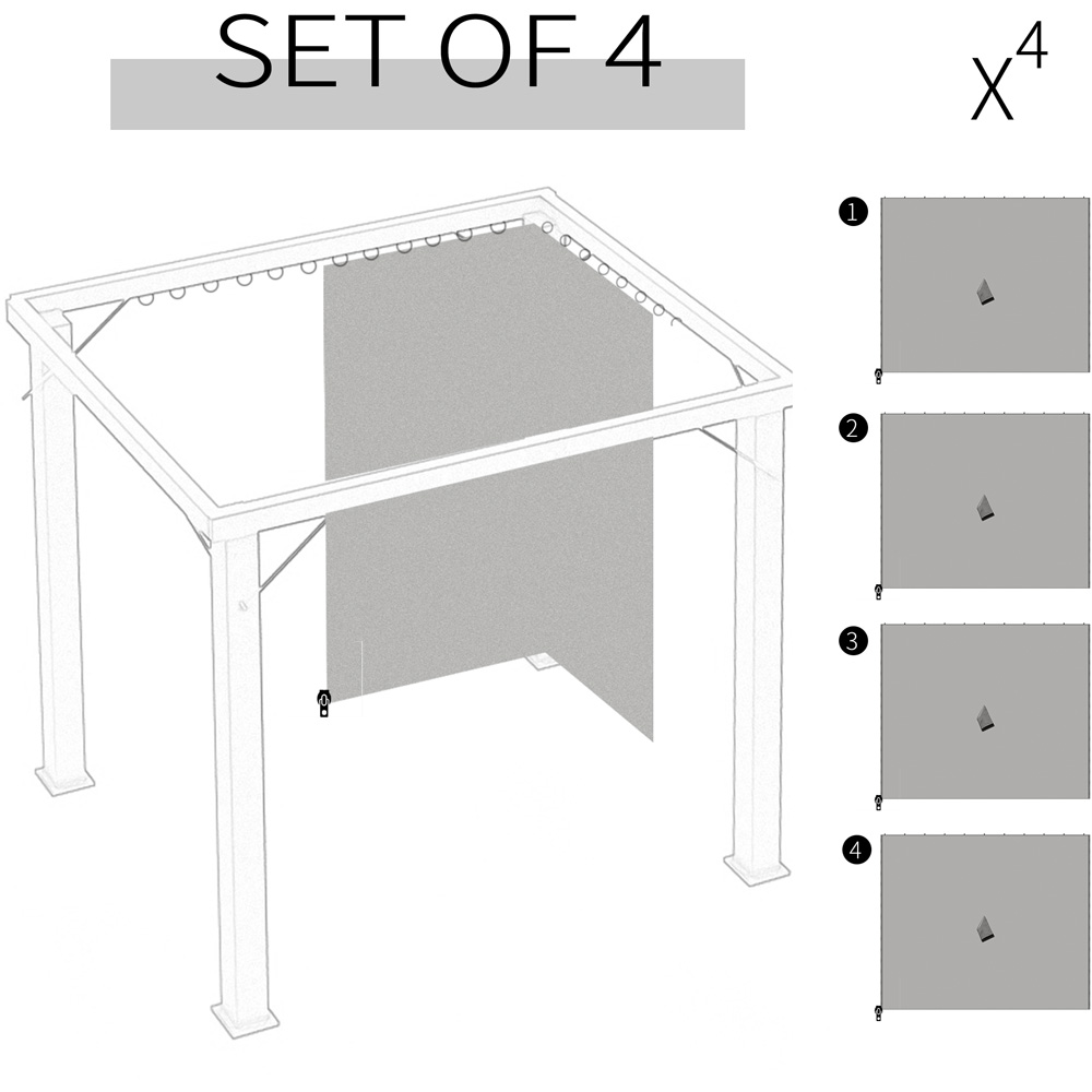 Outsunny 3 x 3m Light Grey Universal Gazebo Replacement Sidewall 4 Pack Image 4