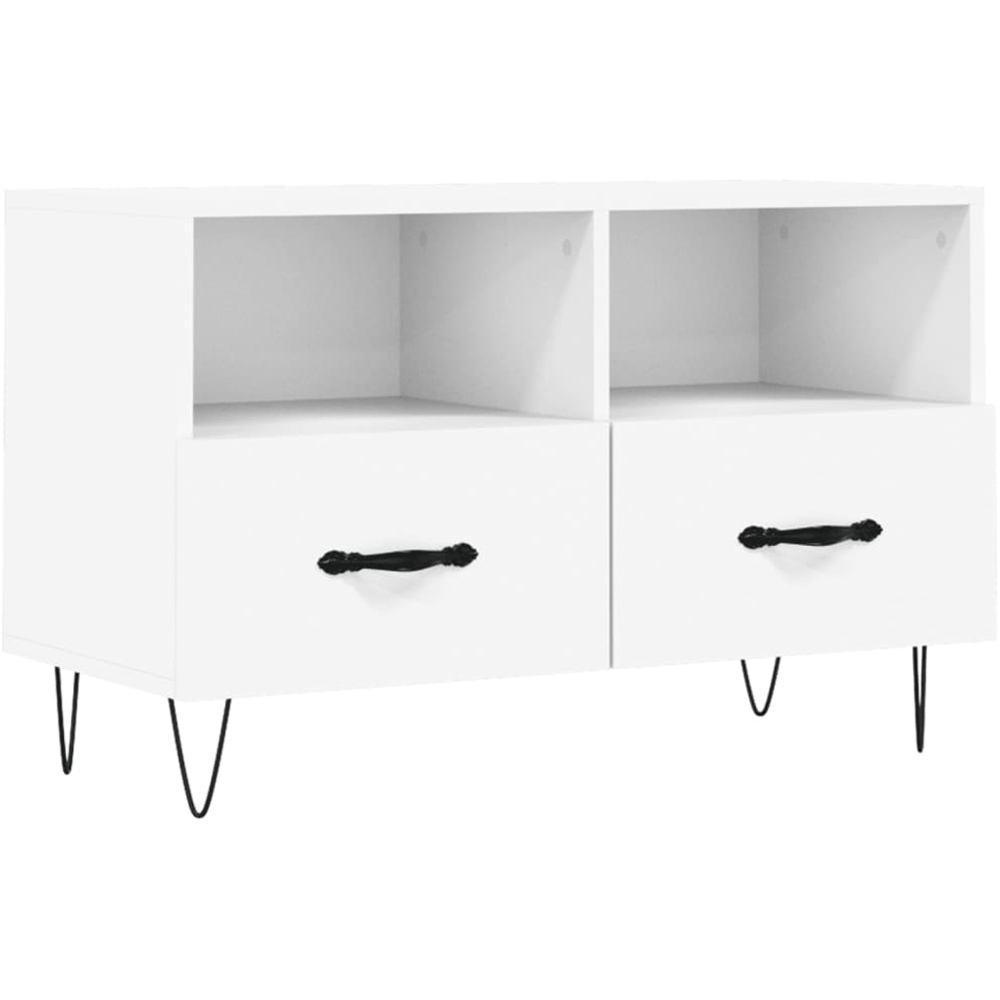 vidaXL 2 Drawer 2 Shelf White TV Cabinet Image 2
