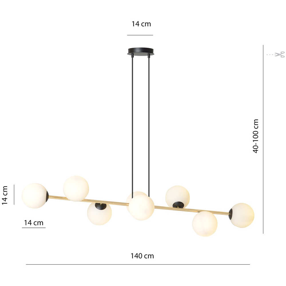 Emibig Gravity 8 Light White Shade Black and Gold E14 Ceiling Pendant Light Image 9