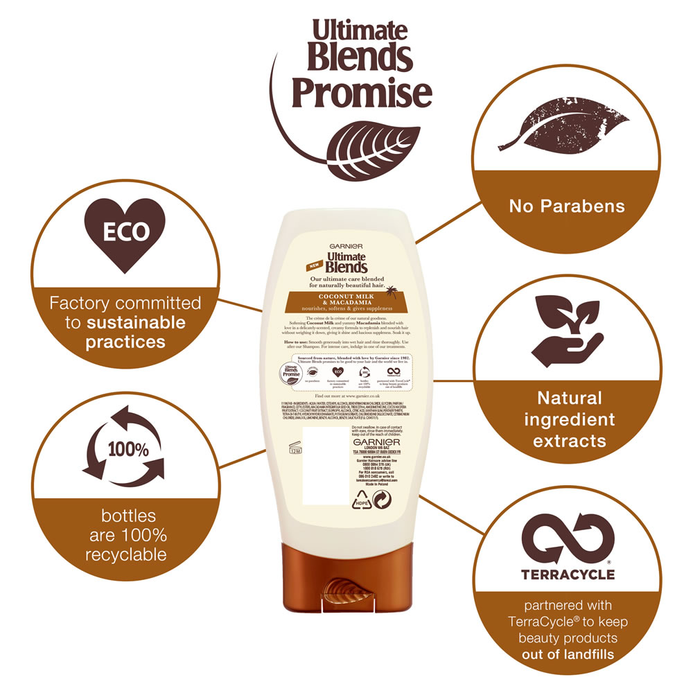 Garnier Ultimate Blends Coconut Milk Dry Hair Conditioner 360ml Image 3