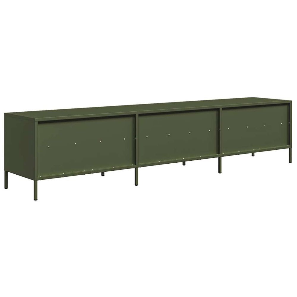 vidaXL 3 Drawer 3 Shelf Olive Green Cold-Rolled Steel TV Cabinet Image 5