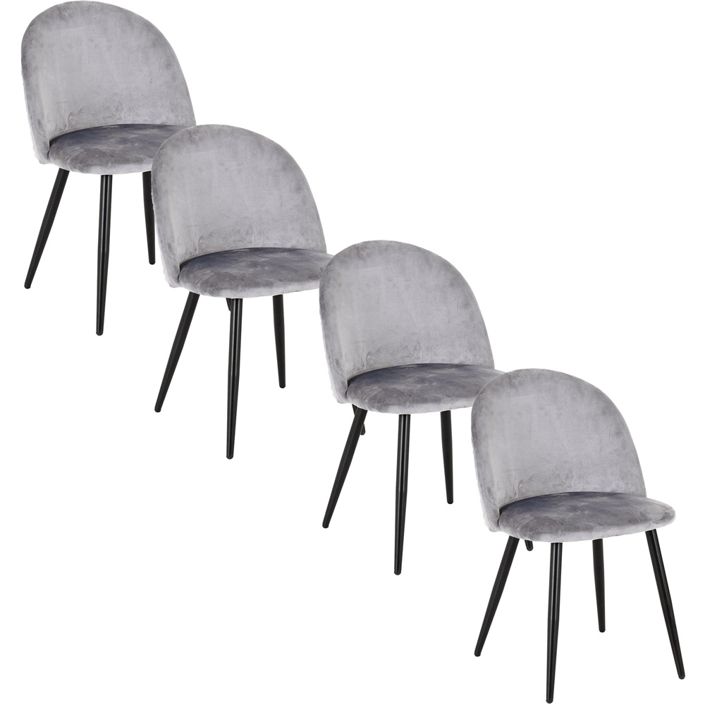 Seconique Marlow Set of 4 Grey Velvet Dining Chair Image 2