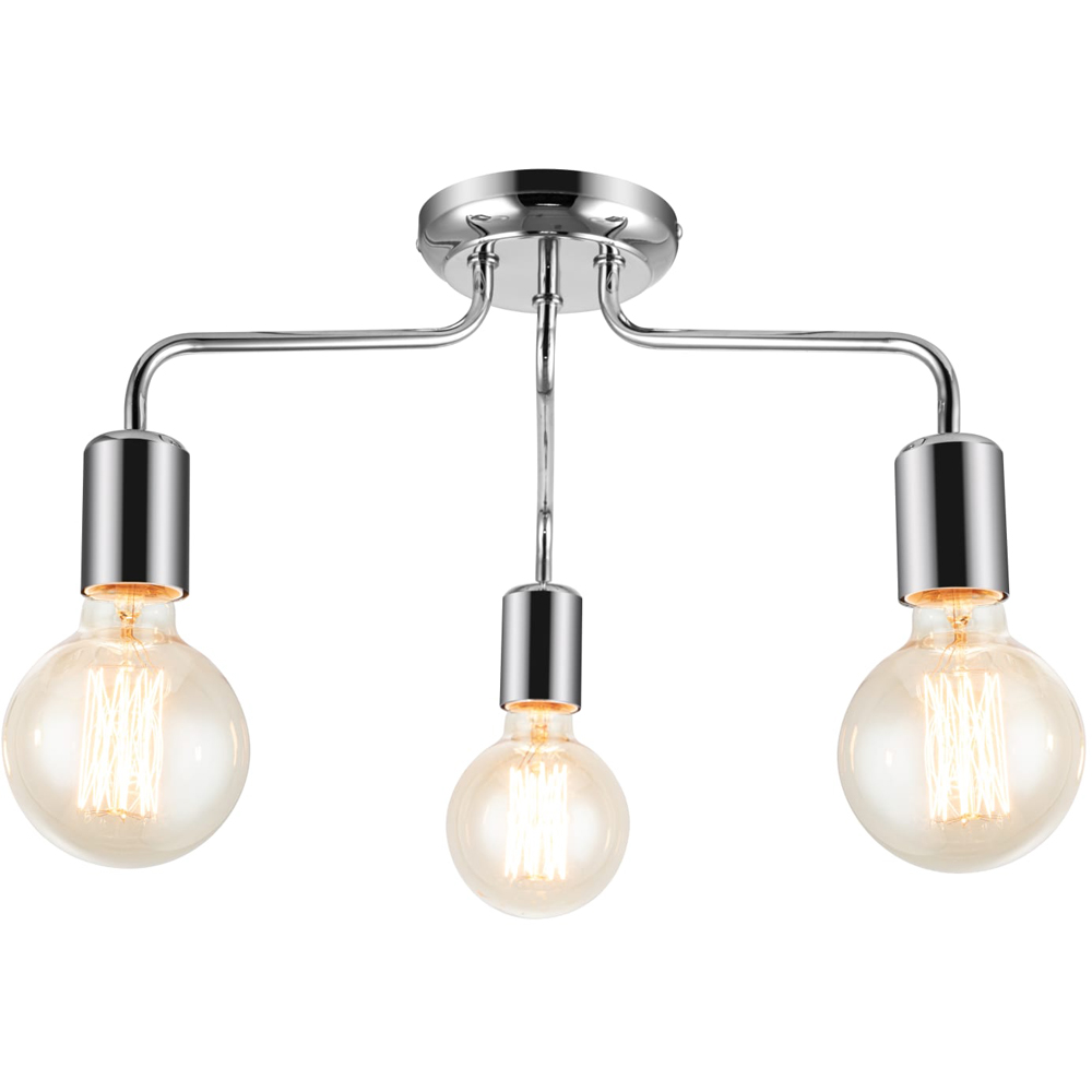 Cosylyte Fraser 3 Light Chrome Metal Flush Ceiling Light Image 1