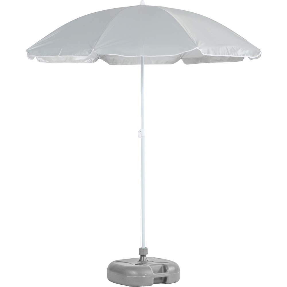 Harbour Housewares Grey Metal Beach Parasol with Fillable Base 1.74 x 1.93m Image 1