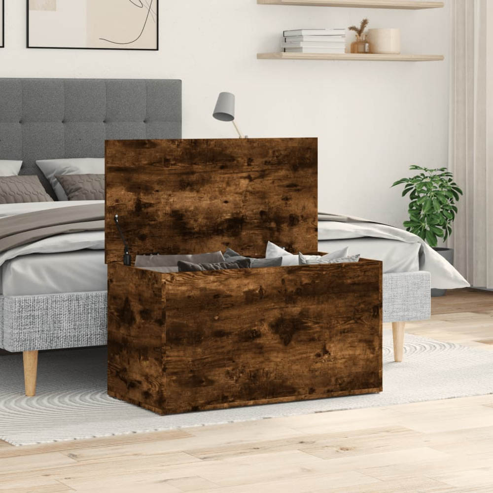 vidaXL Smoked Oak Wooden Storage Chest Image 3