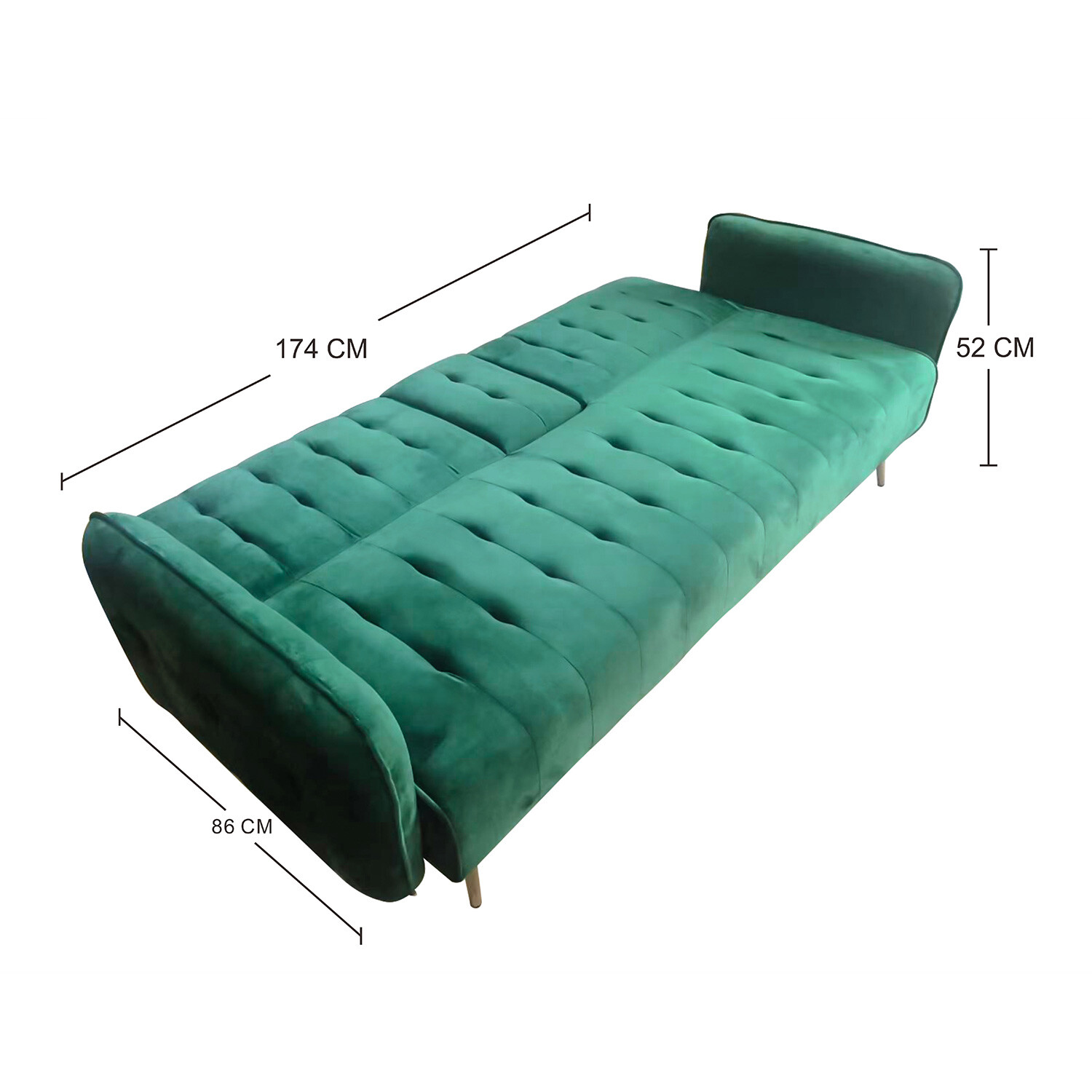 Emerald 3 Seater Green Sofa Bed Image 7