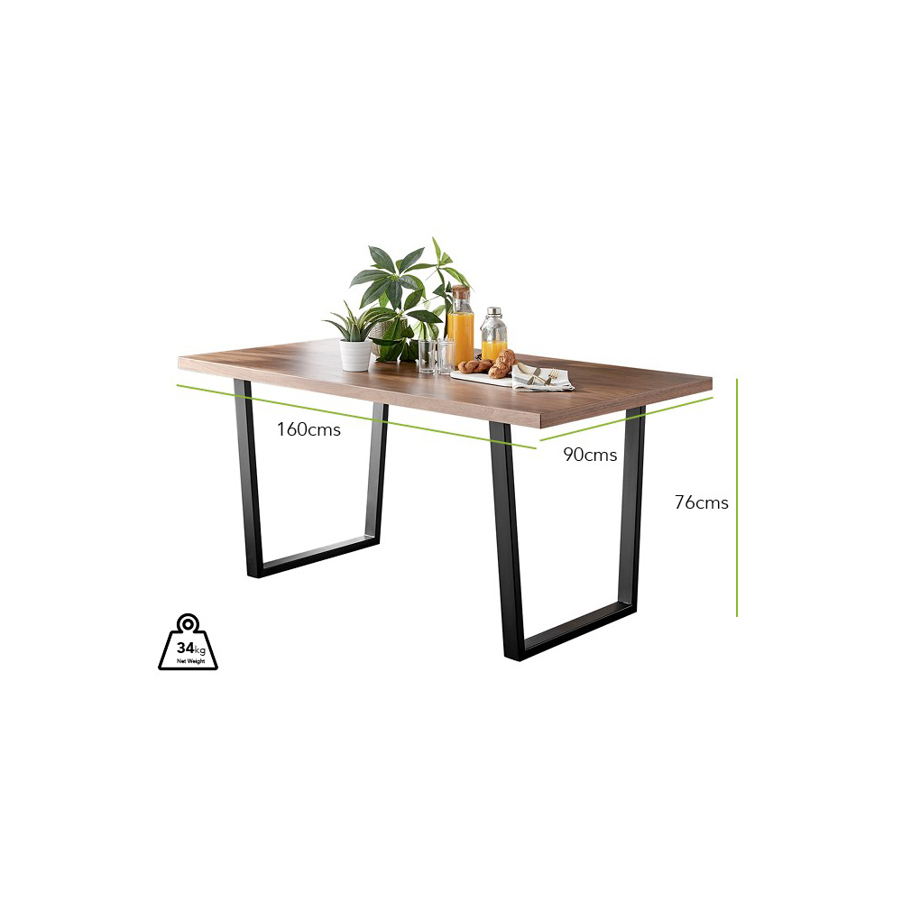 Furniturebox Solo Cesano 6 Seater Dining Set Brown Navy Blue and Black Image 9