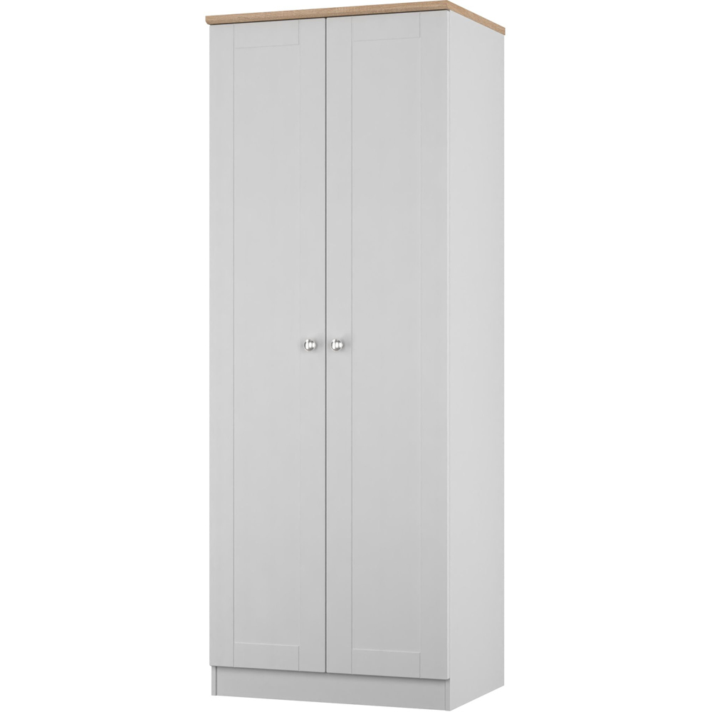 Crowndale Sussex 2 Door Grey Ash and Bardolino Oak Tall Wardrobe Ready Assembled Image 3