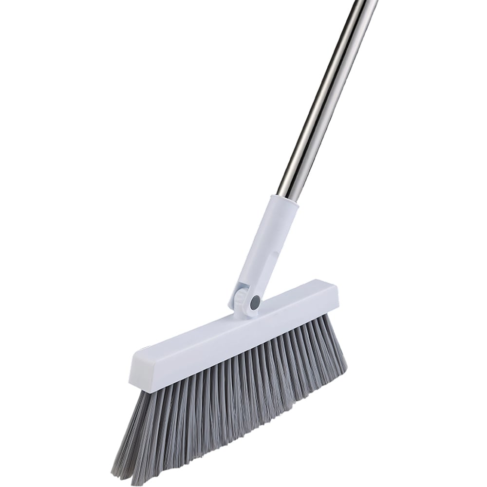Living and Home Grey White Folding Long Handle Broom and Dustpan Set Image 4
