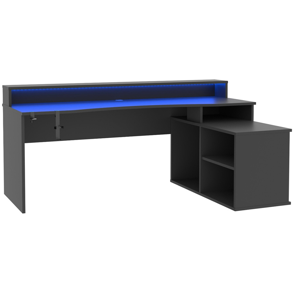 Flair Power W Colour Changing LED L Shaped Corner Gaming Desk Black Image 3