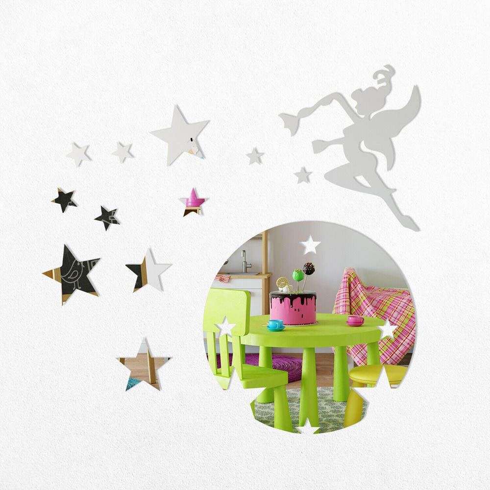 Walplus Flying Fairy Tinker Bell with Stars Mirror Wall Stickers Image 3