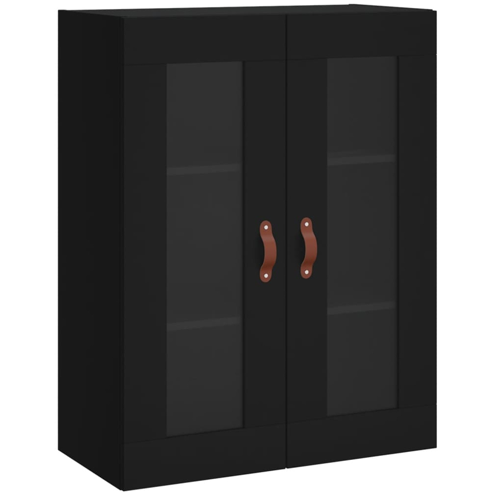 vidaXL 2 Glass Door Black Wall Mounted Cabinet Image 2