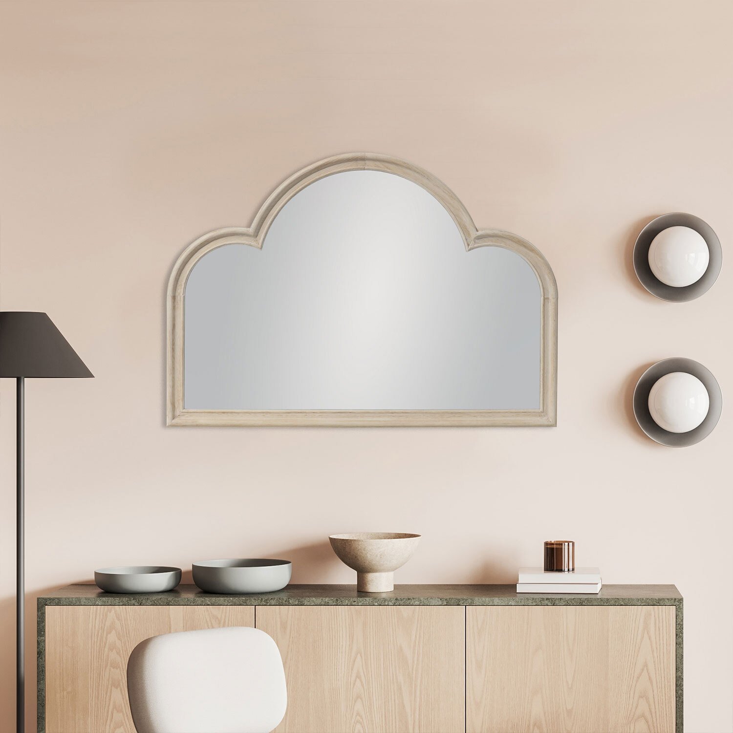 Maeve Washed Wooden Mirror - Wood / 70cm Image 5