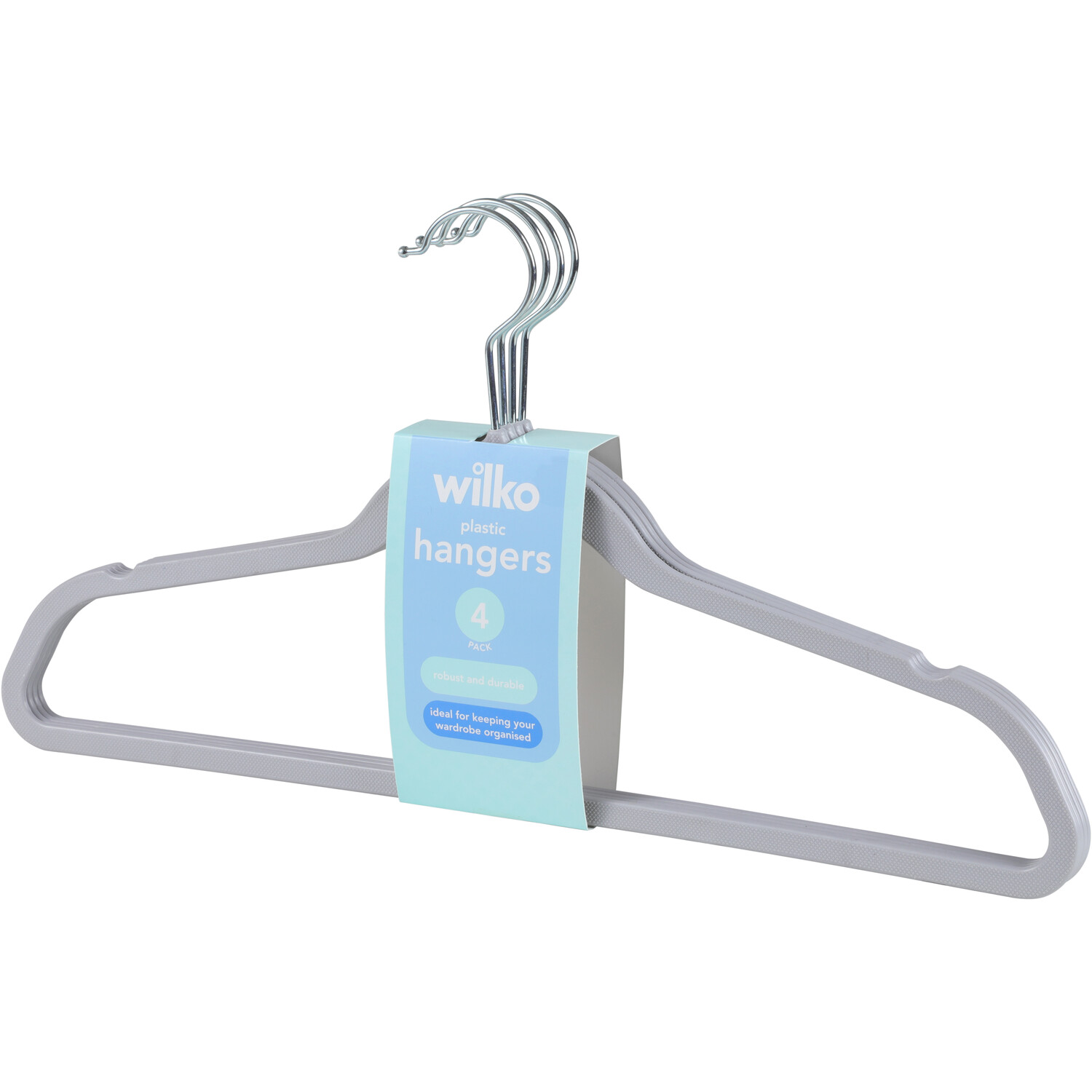 Pack of 4 Grey Plastic Hangers Grey Image 2