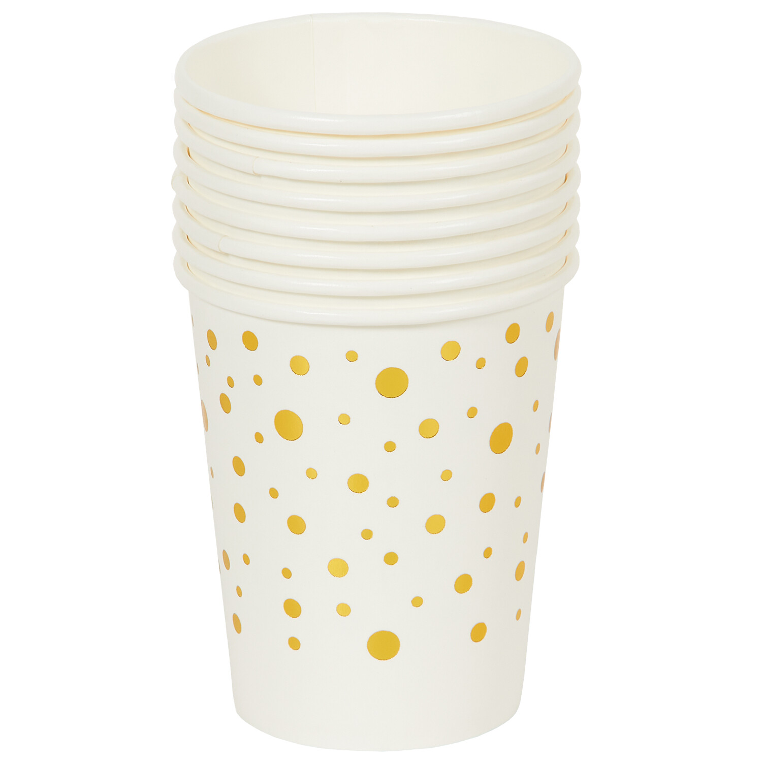 Pack of 8 Gold Foil Dot Paper Cups - White Image 2