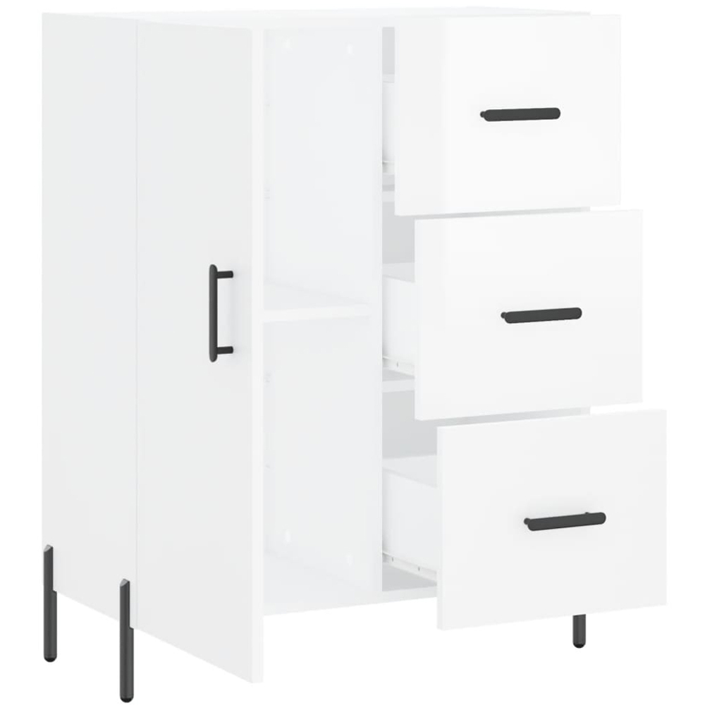 vidaXL Single Door 3 Drawer High Gloss White Sideboard Image 6