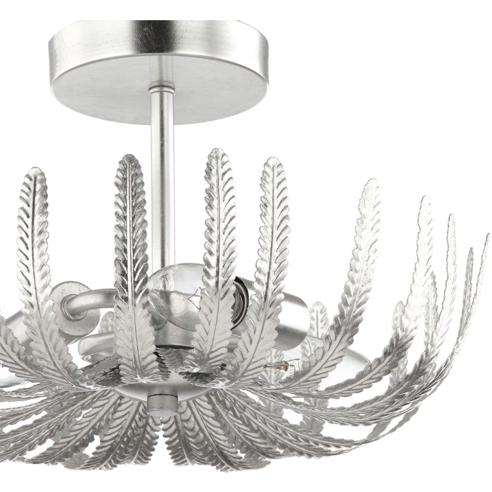Happy Homewares Silver Foil Semi Flush Ceiling Light with Fern Stems Image 5