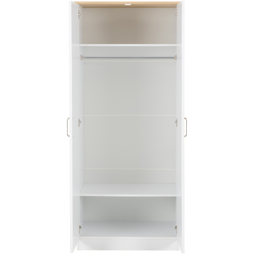 Seconique Portland 2 Door White and Oak Effect Wardrobe Image 4