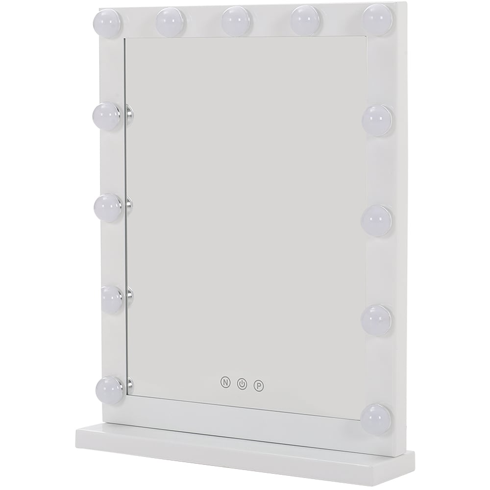 Living and Home Hollywood Style Lighted Rectangular Makeup Mirror with Base Image 1
