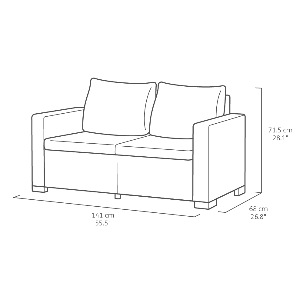 Keter California 4 Seater Double Sofa Graphite Lounge Set Image 7