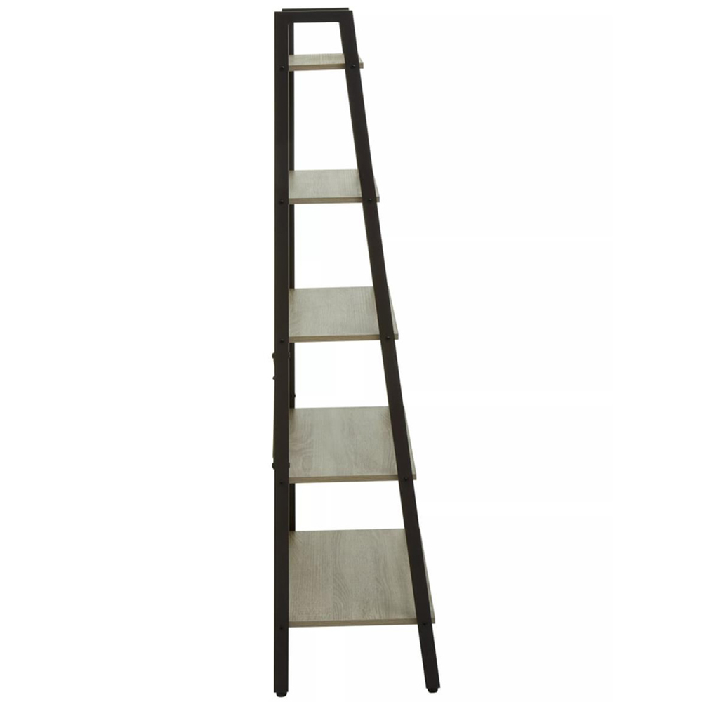 Premier Housewares Bradbury 5 Shelf Grey Oak Veneer Ladder Bookshelf Image 5