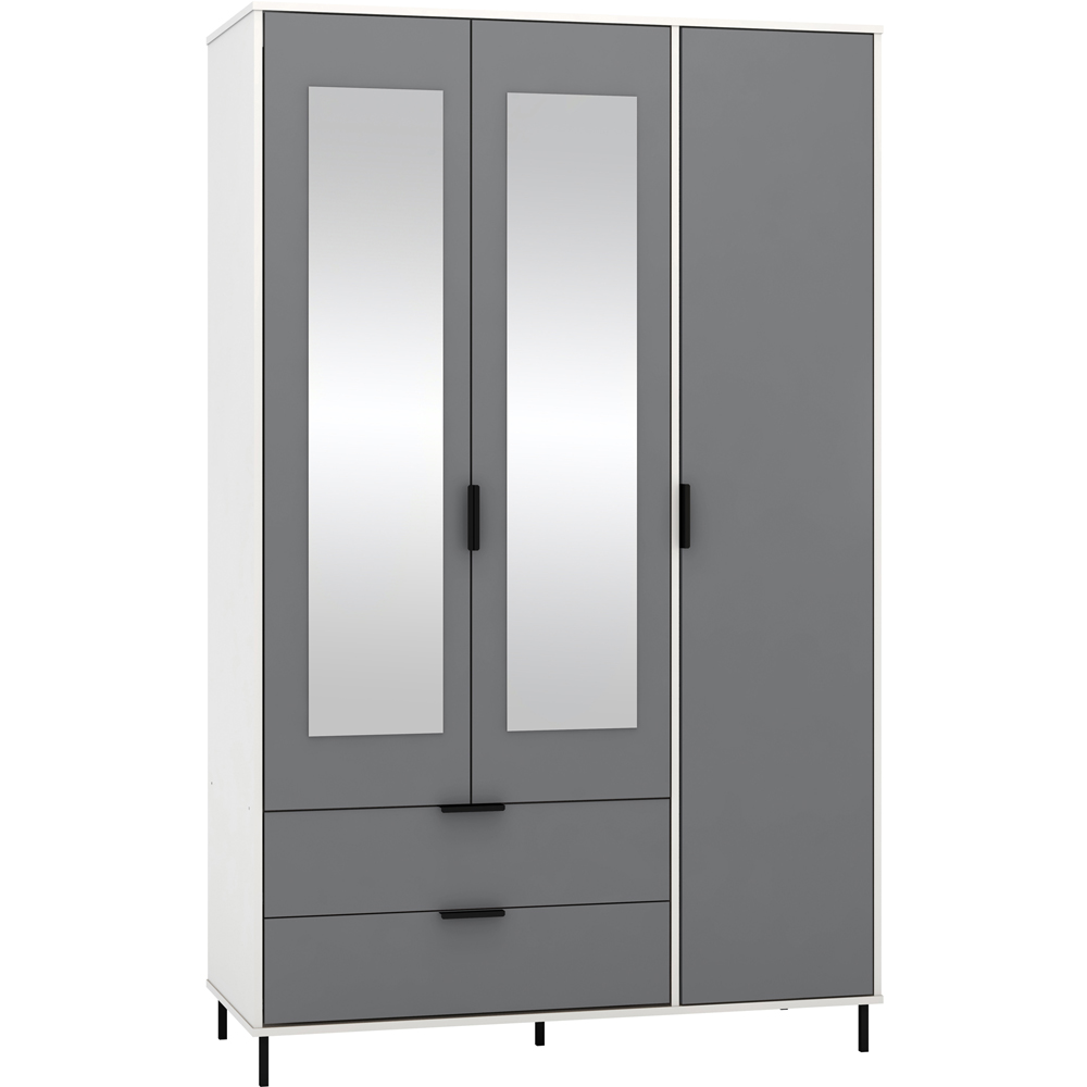 Seconique Madrid 3 Door 2 Drawer Grey and White Gloss Wardrobe Image 2