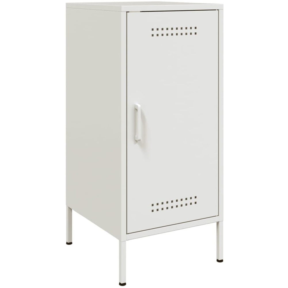 vidaXL Single Door Steel White Sideboard Set of 2 Image 5