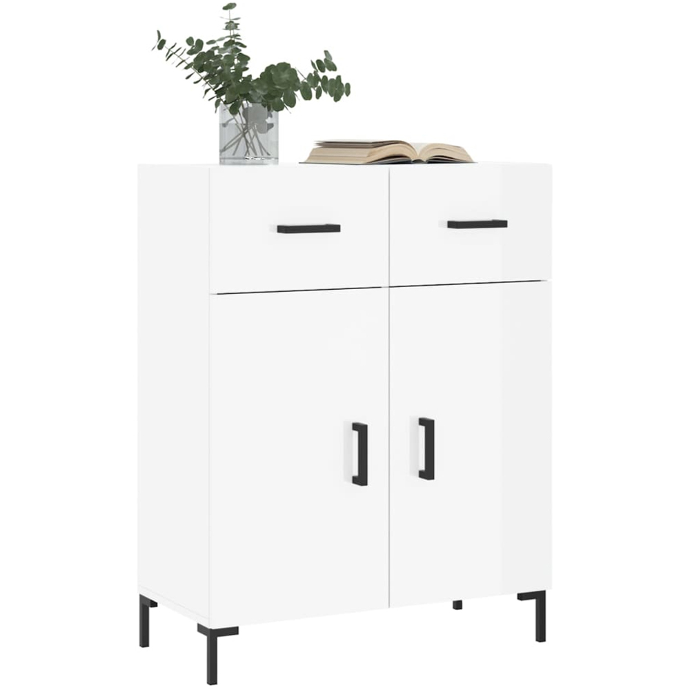 vidaXL 2 Door 2 Drawer High Gloss White Sideboard Image 3