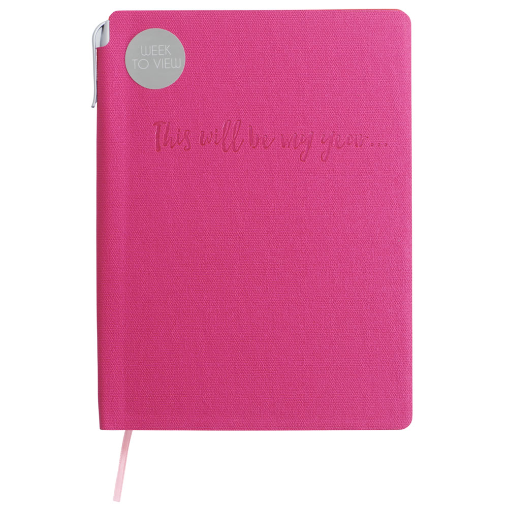 Wilko A5 Week To View 2019 Diary - Pink Image 1