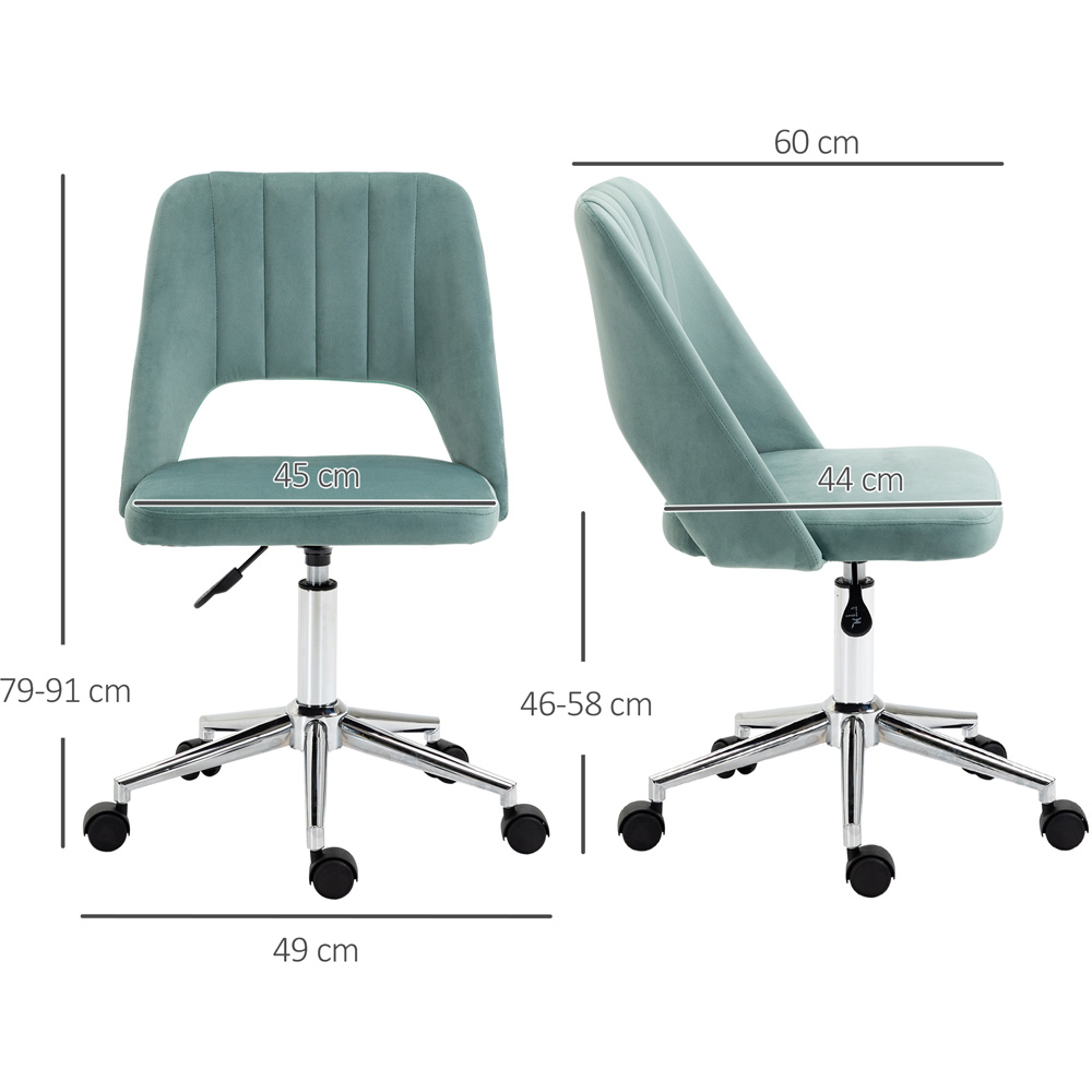 Portland Green Velvet Swivel Office Chair Image 7