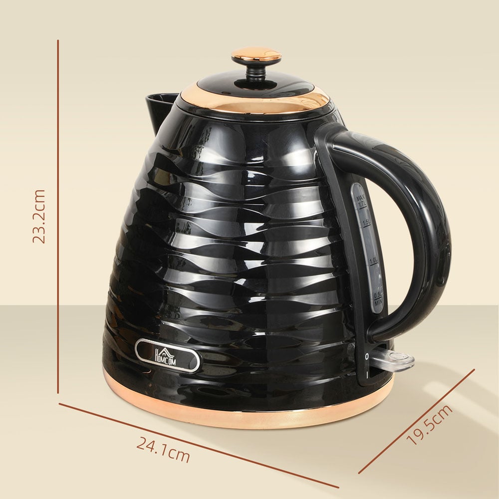 HOMCOM 800-207V70BK Black Ripple 1.7L Electric Kettle 3kW Image 9