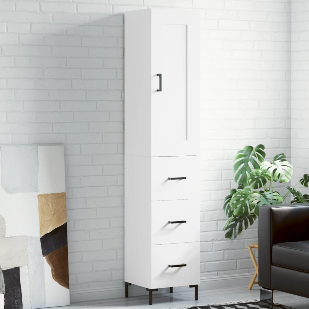 vidaXL Single Door 3 Drawer White Highboard Image 1