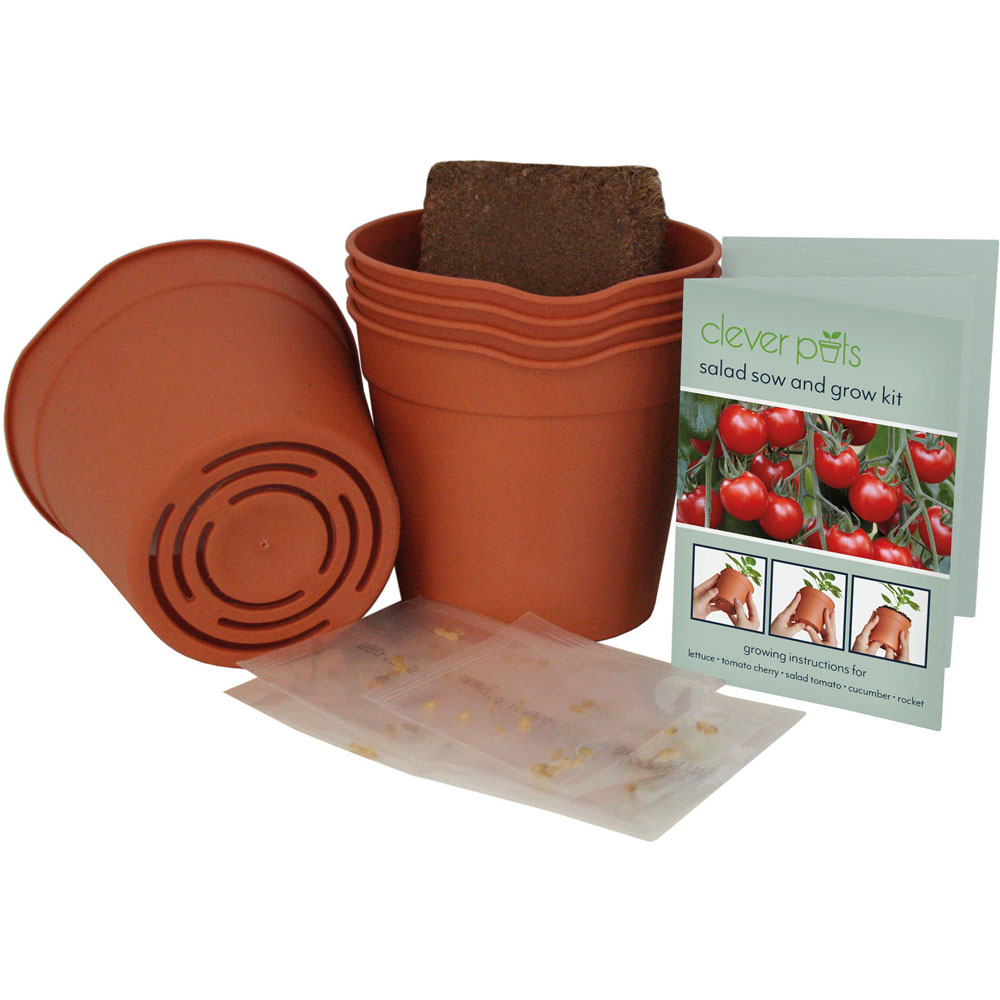 Clever Pots Salad Sow and Grow Kit with 5 Easy Release Pots Image 2