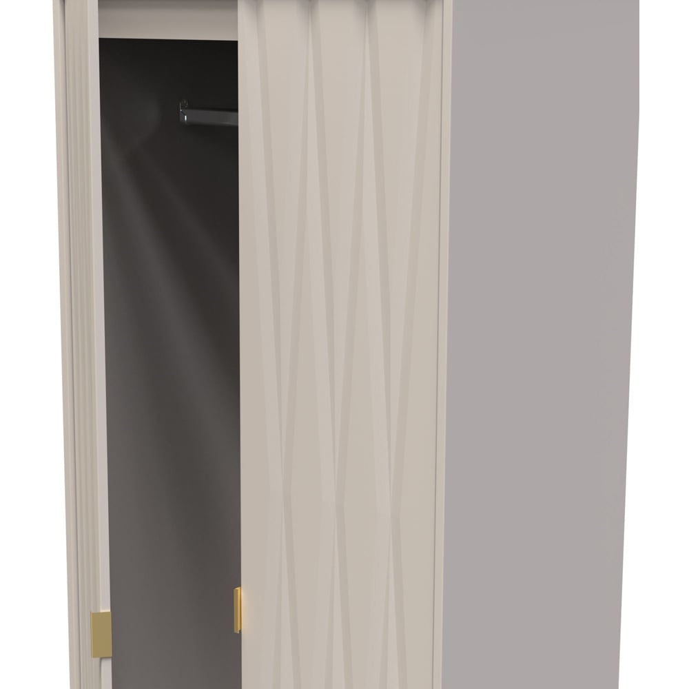 Crowndale Diamond Ready Assembled 2 Door 2 Drawer Matt Kashmir Tall Double Wardrobe Image 5