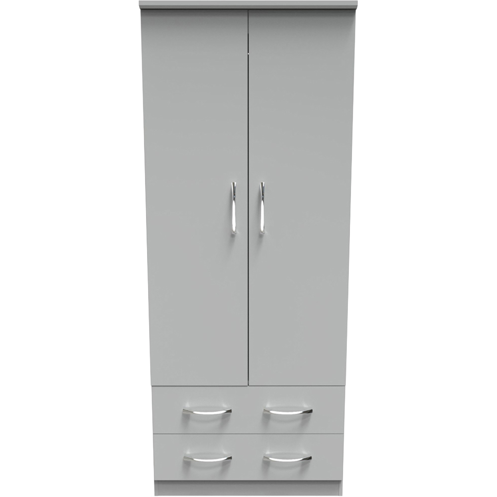 Crowndale Avon 2 Door 2 Drawer Dusk Grey Wardrobe Ready Assembled Image 2