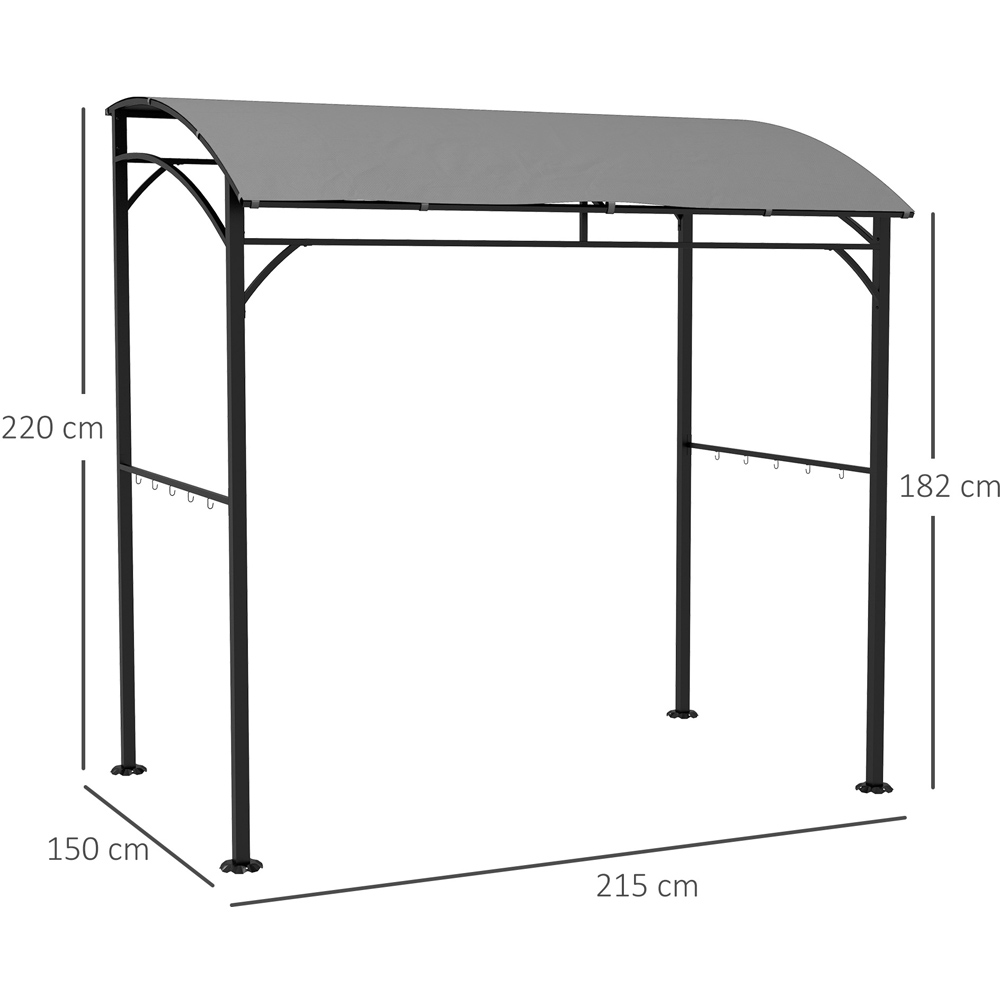 Outsunny 2.2 x 1.5m Grey Metal Frame BBQ Grill Gazebo with Hooks Image 7