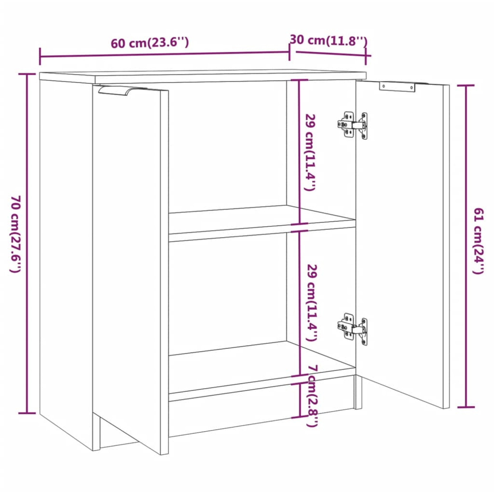 vidaXL 4 Door 3 Drawer Concrete Grey Sideboard Image 7