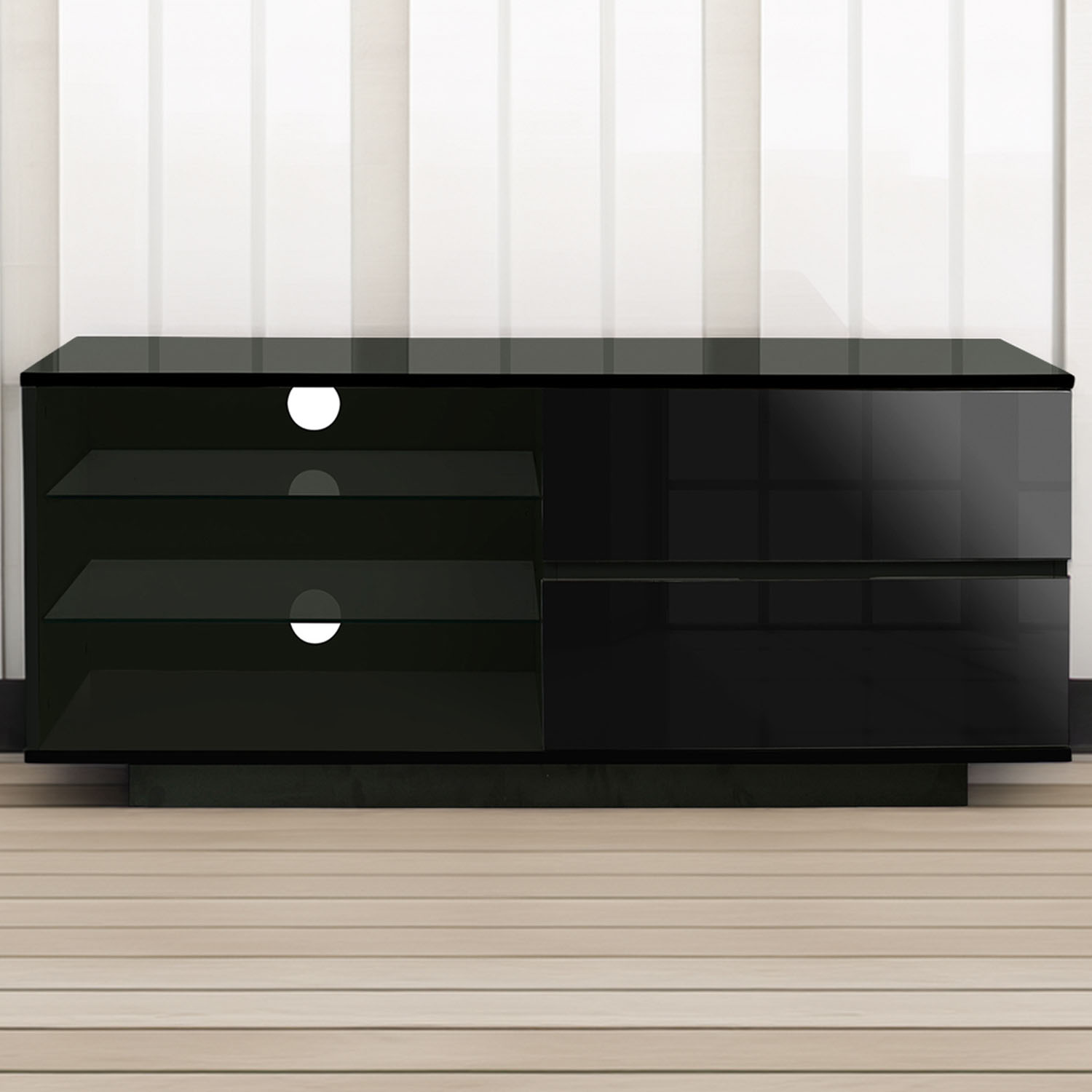 Centurion Supports Gallus 2 Drawer 3 Shelf Gloss Black TV Unit Image 1