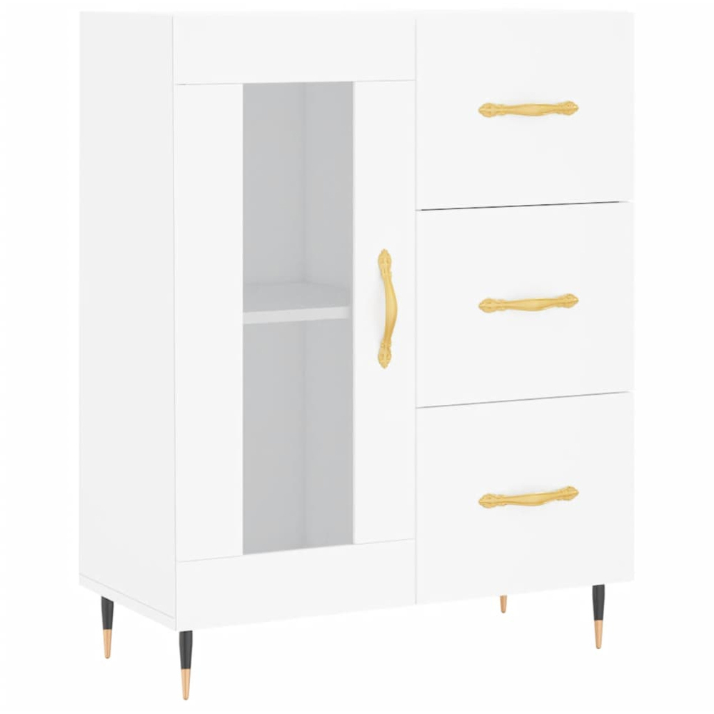 vidaXL Single Glass Door 3 Drawer 3 Shelf White Tall Highboard Image 7