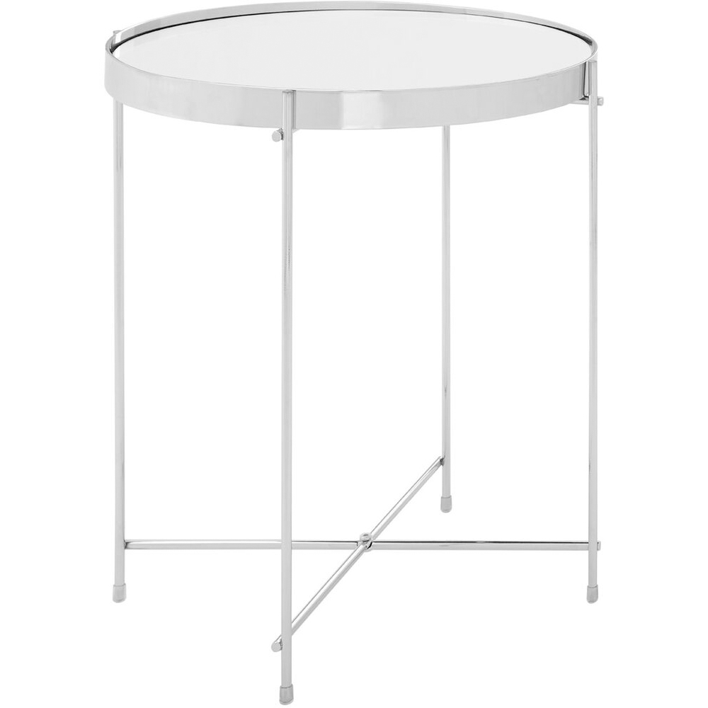 Premier Housewares Allure Silver Round Side Table with Mirrored Top Image 2