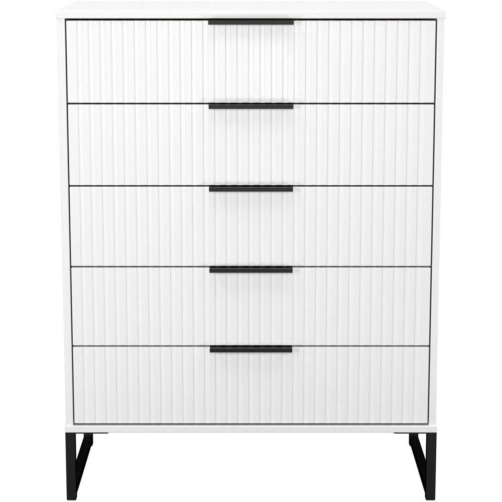 Crowndale Fluted 5 Drawer White Matt Chest of Drawers Ready Assembled Image 2