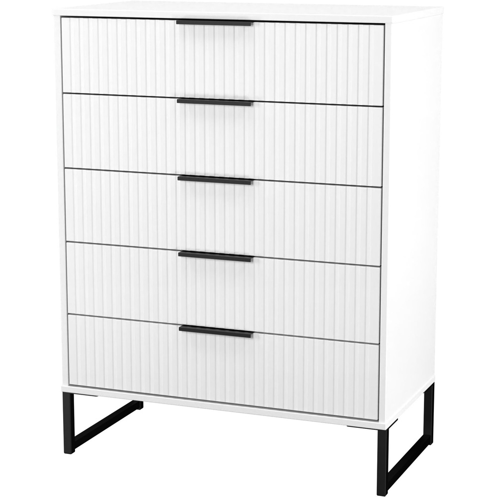 Crowndale Fluted 5 Drawer White Matt Chest of Drawers Ready Assembled Image 4