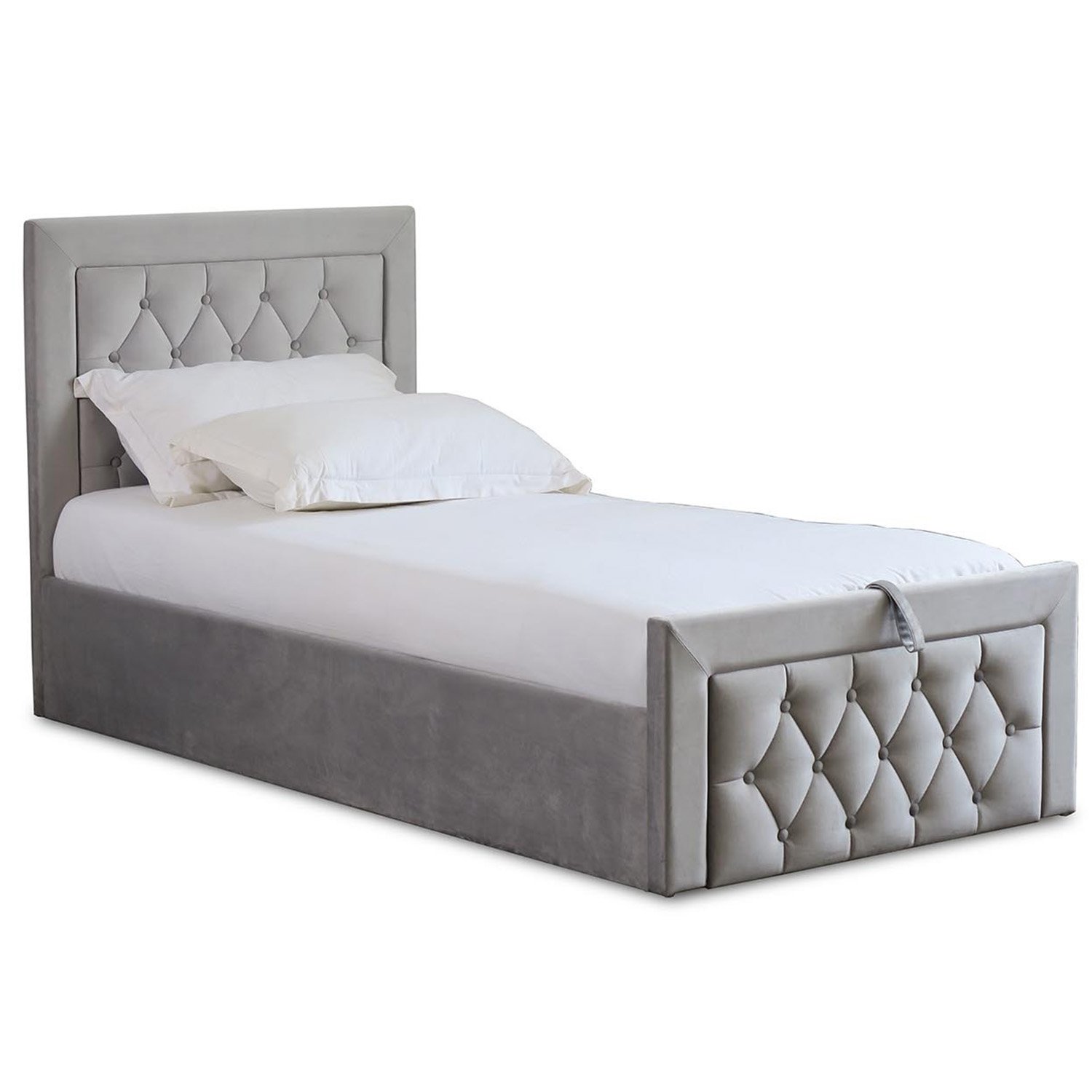 Mia Single Grey Ottoman Bed Image 9