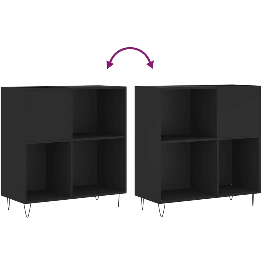 vidaXL 3 Shelf Black Square Record Cabinet Image 7