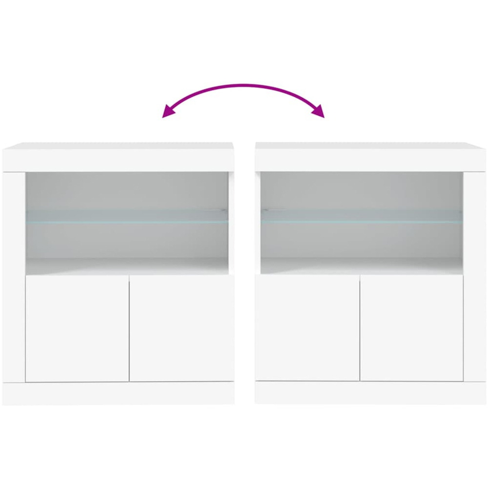 vidaXL 2 Door 2 Shelf White LED Sideboard Image 8