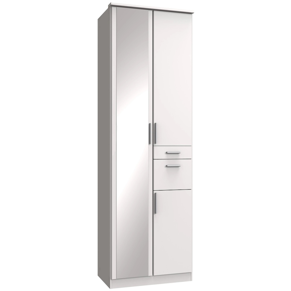 TJ'S Lyon 3 Door 2 Drawer White Wardrobe with Mirror Image 2