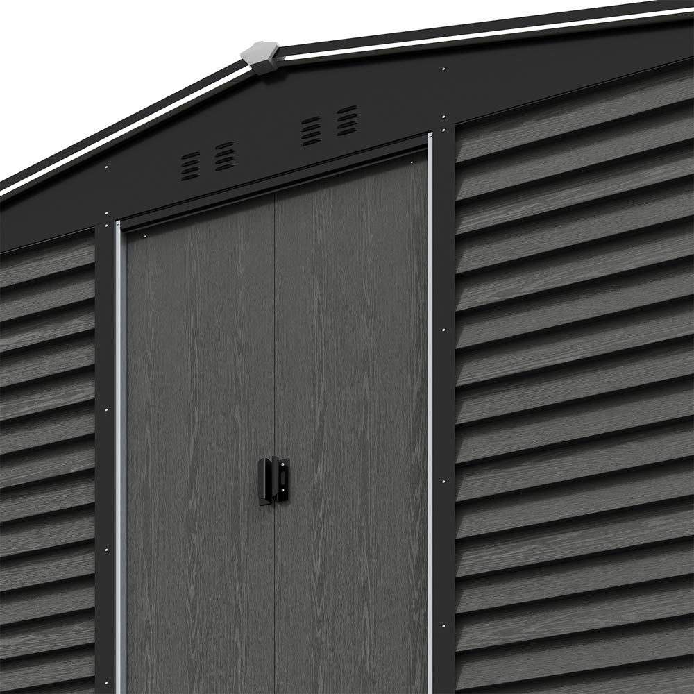 Living and Home 12 x 8.5ft Grey Metal Double Door Garden Storage Shed Image 5