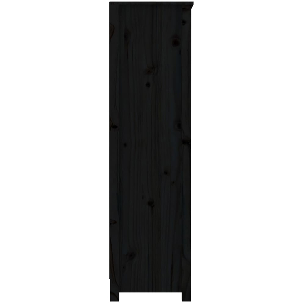 vidaXL 4 Shelf Black Solid Pine Wood Bookcase Image 5